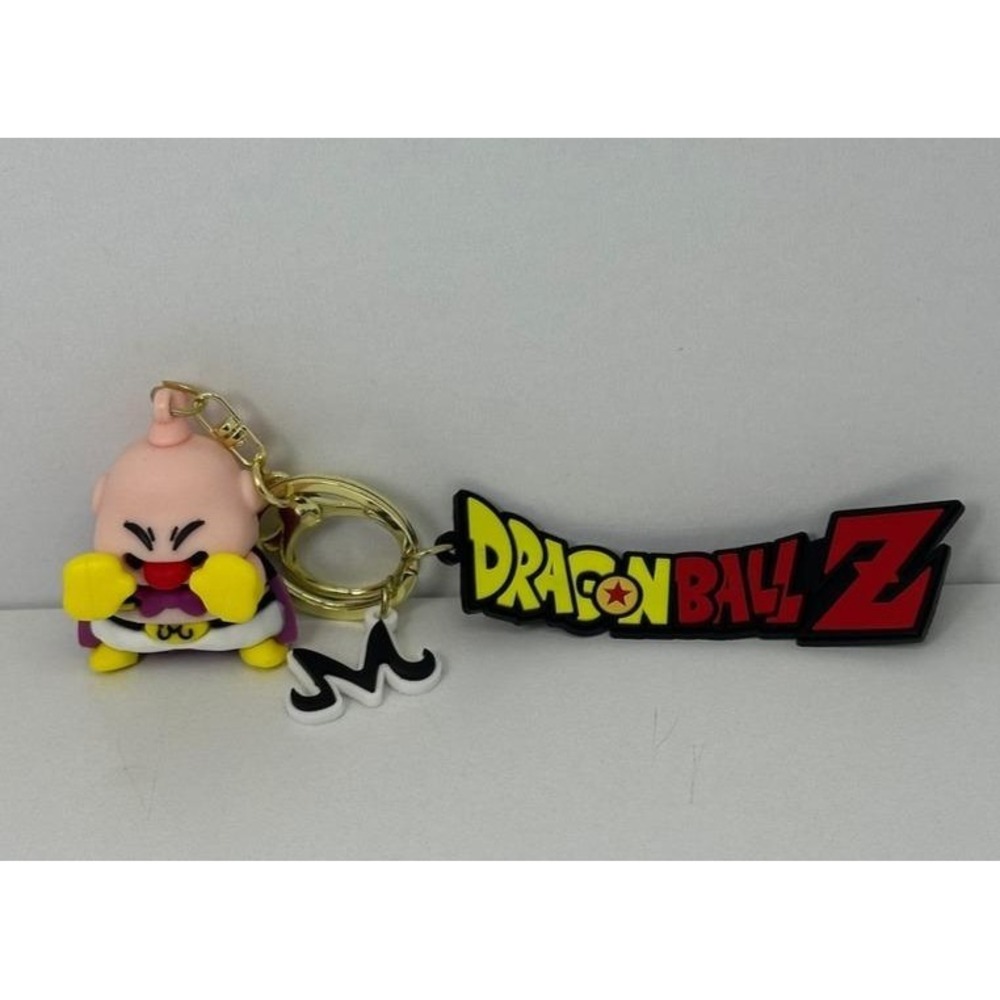 Dragon Ball Z Majin Buu Rubber Keychain Gold Ring Majin M Logo Charm DBZ